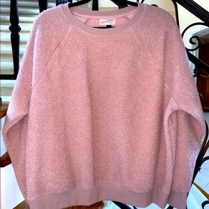 Fleece long sleeve sweater in rose taupe